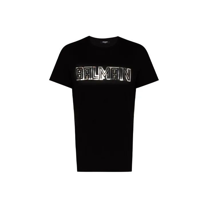 BALMAIN Metallic Embossed T Shirt-0