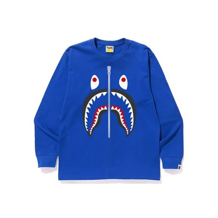 A BATHING APE Applique Metal Zip Shark Crewneck-2