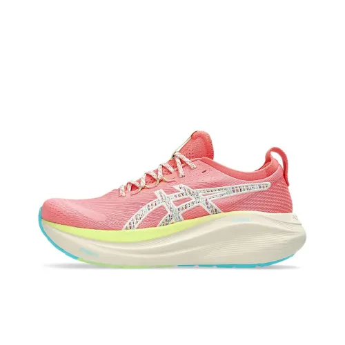 Asics GEL NIMBUS 27 Anti Slip Wear Resistant Low Top Running Shoes Women's Pink
