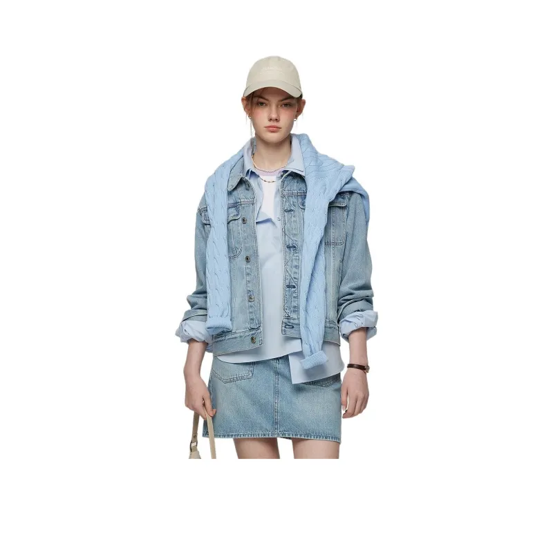 Teenie Weenie Cropped Coat Women's Light Blue-2