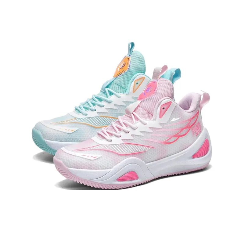 Kuding Basketball Shoes Unisex High Top White Pink/White Blue/White Moon-15
