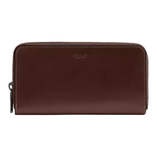 COACH Accordion Wallet Cow Leather Wallet Trumpets Men's Brown