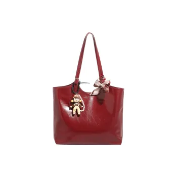 H YXIANG Microfiber Synthetic Leather Tote Bag Shoulder Bag Women's Red