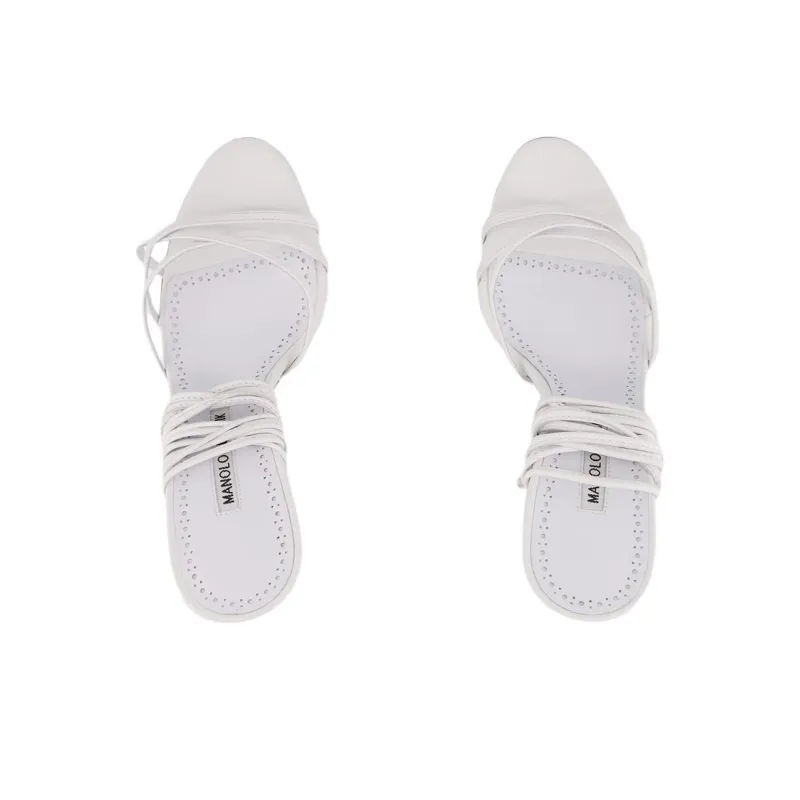 MANOLO BLAHNIK Strap Sandals 10.5cm Women's White-4