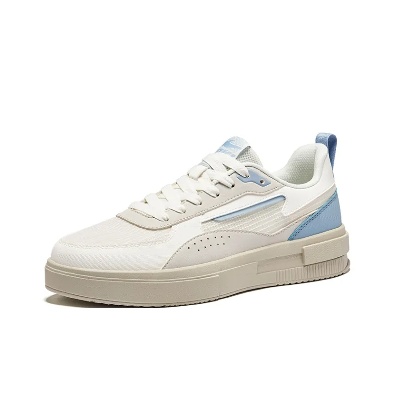 Erke Anti Slip Wear Resistant Low Top Skateboard Shoes Men's White Blue-2