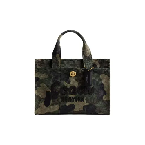 COACH Canvas Bag, Tote Bag, Shopping Bag, Handbag Medium Size Women's Brass & Green Multicolor