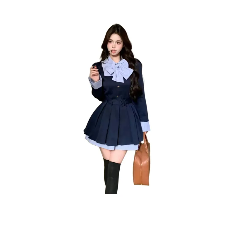 GOSO Long Sleeved Dresses Women's Blue-2