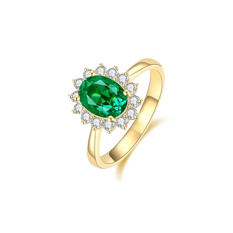 Syrup 18K Gold Cultivated Emerald Rings Unisex-1