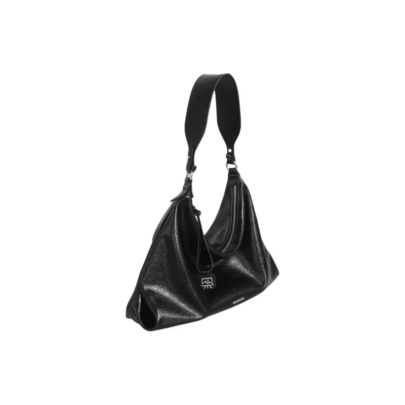 Kikawa Card Synthetic Leather Tote Bag, Shopping Bag, Shoulder Bag Medium Size Women's Black-3