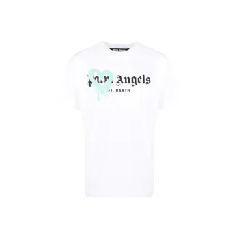PALM ANGELS St Barth Heart Sprayed Logo T Shirt