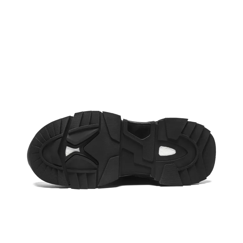 JEEP SPIRIT Black Myth Slip Resistant, Breathable, Height Increasing Low Top Chunky Sneakers Men's Black-7