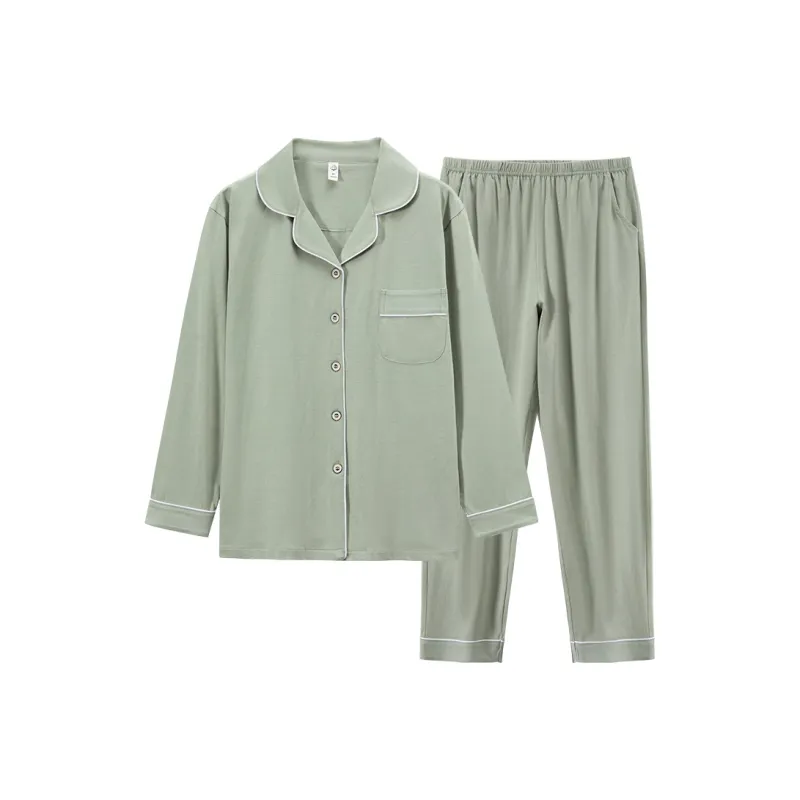 Cotton Gene Pajama Set Women's Vanilla Green-0
