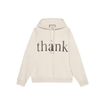 GUCCI Think/Thank Print Drawstring Hoodie