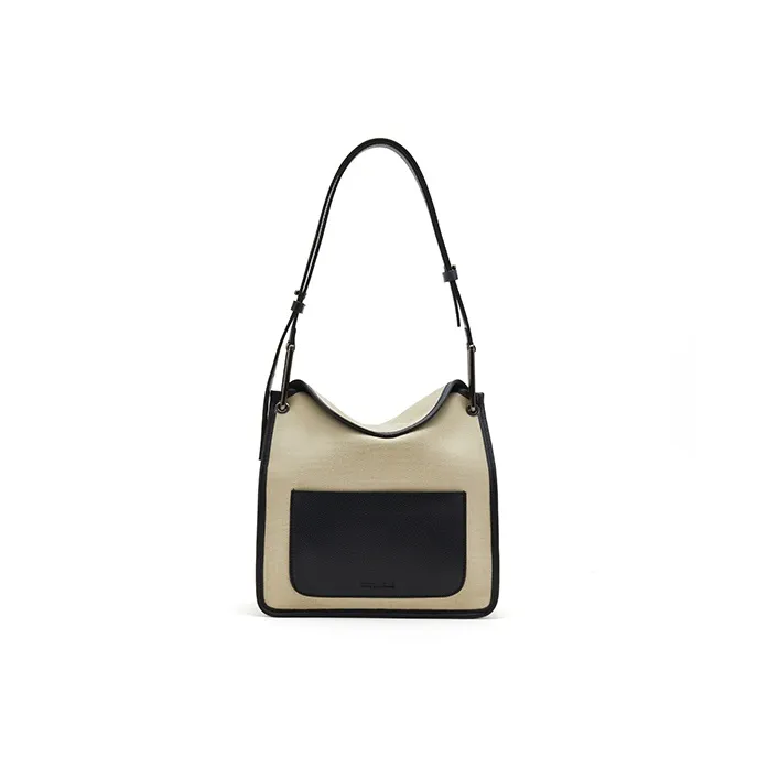 COCCINELLE Fabric With Cow Leather Newsboy Bag, Handbag, Shoulder Bag Small Size Women's-2