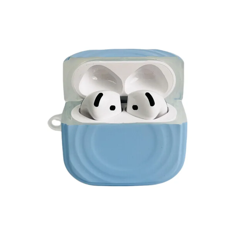 Wei Xin Compatibility With Apple AirPods 4/2/3/AirPods Pro/Pro 2 TPU Solid Color Ripple Pattern Headphone Cases-1