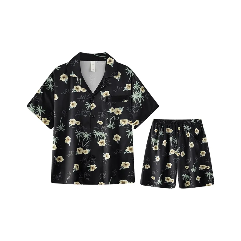 Qiao Ni Tong Pajama Set Men's Night Shadow Coconut Flower-0