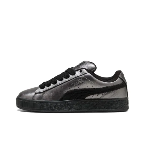 PUMA Suede XL Anti Slip Wear Resistant Low Top Skateboard Shoes Unisex Black Silver
