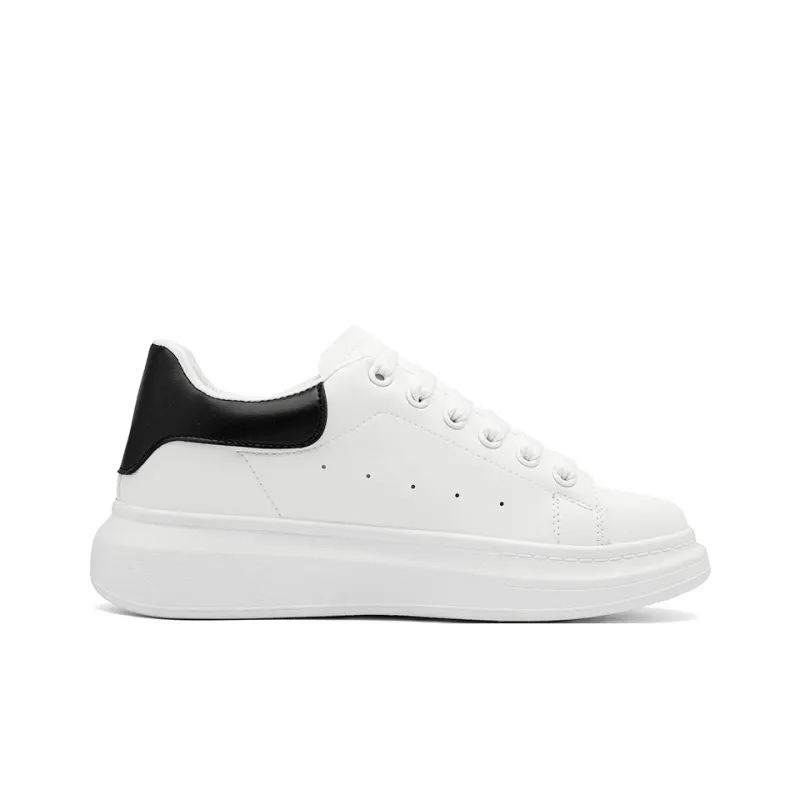 ΛOLUNKΛ Lightweight Breathable Height Increasing Low Top Skateboard Shoes Unisex White-1