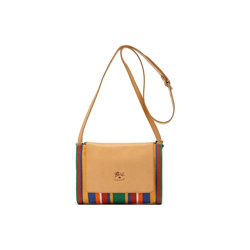 Il Bisonte Cotton With Cow Leather Patchwork Shoulder Bag Crossbody Bag Women's Multicolor-8