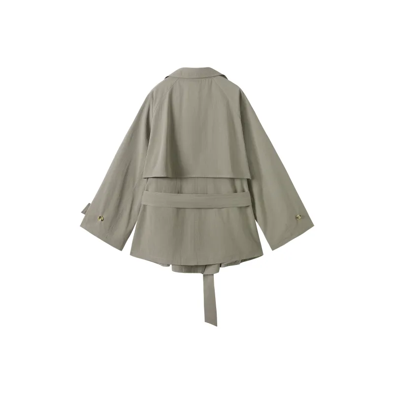 DIALOGUE Trench Coat Women's Gray Khaki-1