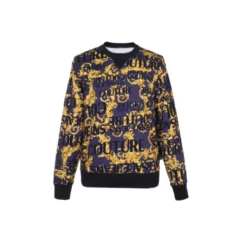 VERSACE JEANS COUTURE Crew Neck Sweatshirt Men's Blue Purple