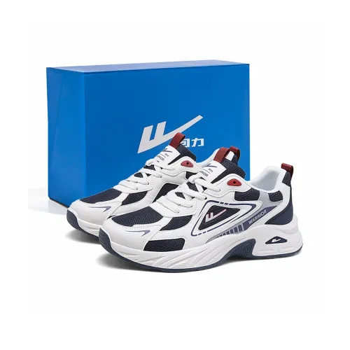 Warrior Low Top Running Shoes Men's Beige Dark Blue