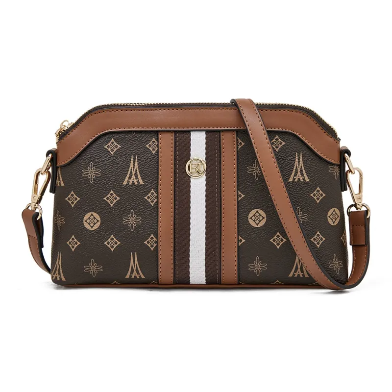 Old Man's Head Synthetic Leather Crossbody Bag Regular Women's Coffee/apricot-1