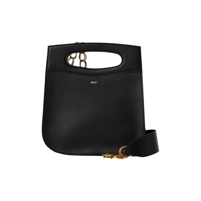 SOEUR Cow Leather One Shoulder Handbag Women's Black-0