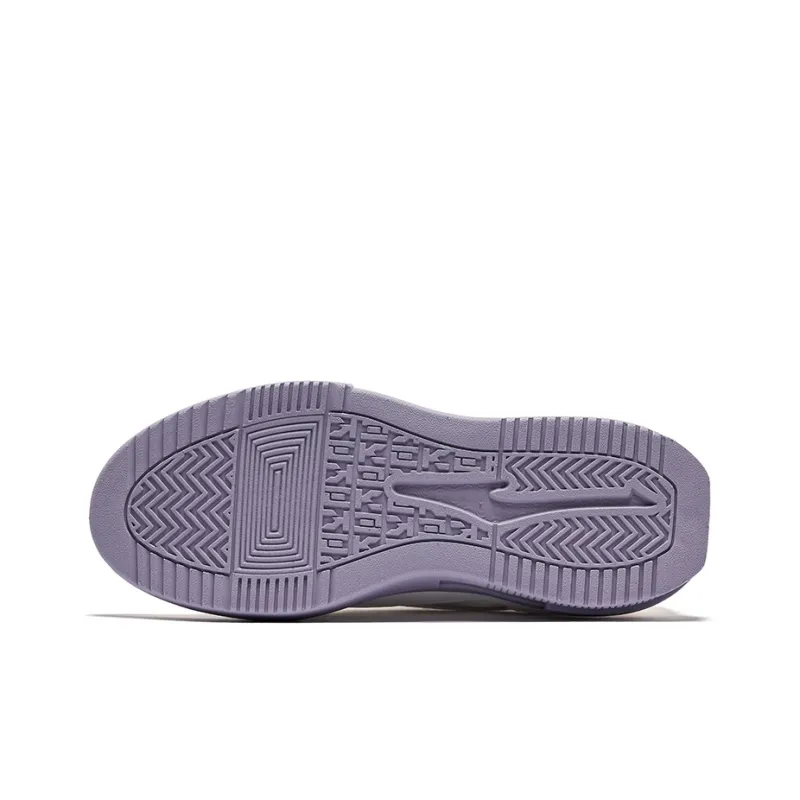 Erke Anti Slip Wear Resistant Low Top Skateboard Shoes Women's White Purple-4