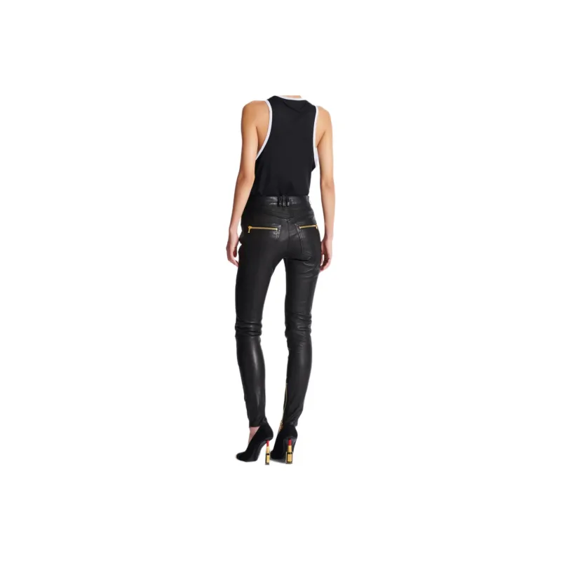 BALMAIN Leather Skinny Trousers-2