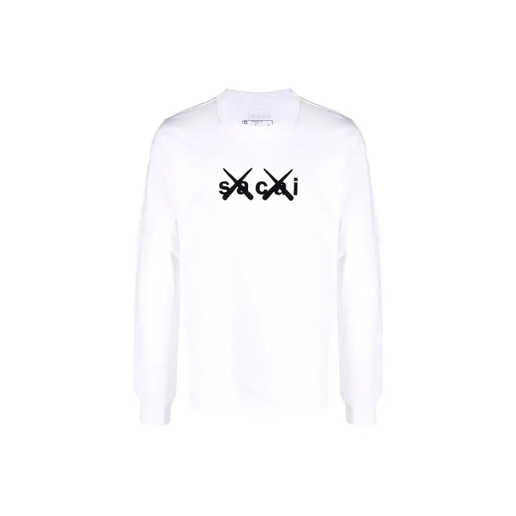 Sacai X Kaws Flock Print Long Sleeve T Shirt-0