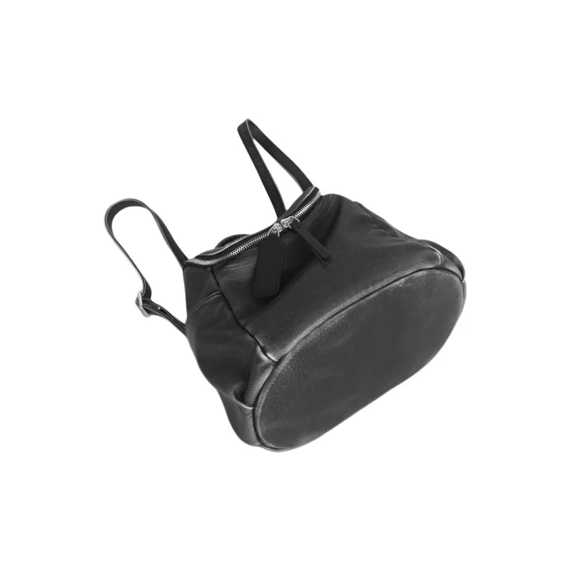 Kikawa Card Synthetic Leather Backpack Medium Size Women's Washed Black-3