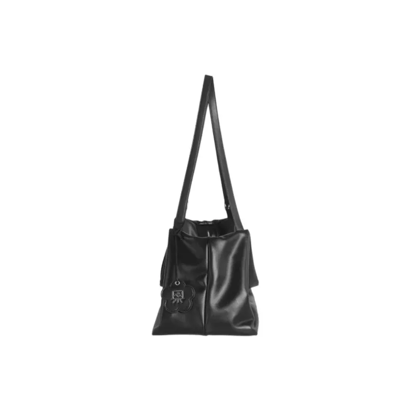 Kikawa Card Synthetic Leather Tote Bag, Shopping Bag, Shoulder Bag Large Size Women's Black-4