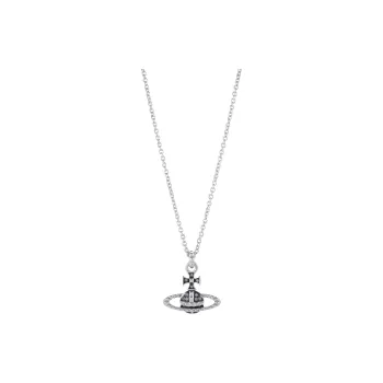 Vivienne Westwood Brass Zinc Iron Silicon Glass Rhodium Diamond Crystal Necklaces Unisex Silver