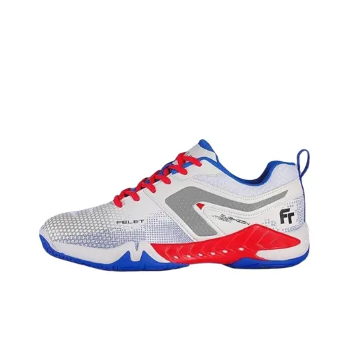 FT FELET Anti Slip Wear Resistant Low Top Badminton Shoes Men's White Blue Red