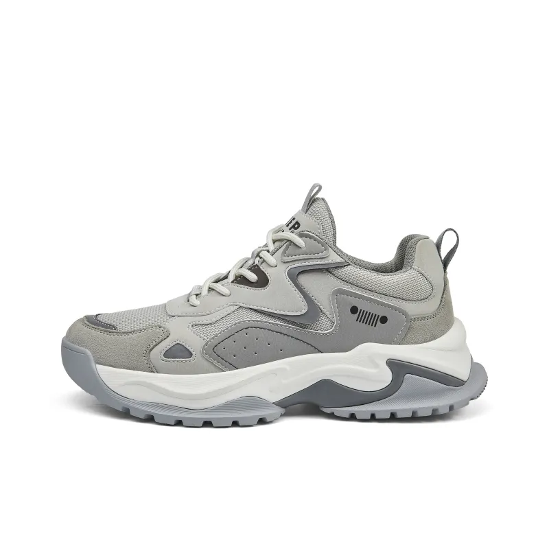 JEEP SPIRIT Chunky Sneakers Men Low Top Moon Dust Gray-0