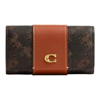 COACH Essential Coated Canvas With Calfskin Key Pouch Mini Women's Black Brown