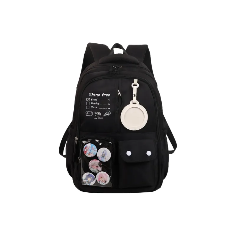 Deli Bear Nylon Backpack Regular Unisex Black/Pink/White/Khaki/Blue-0