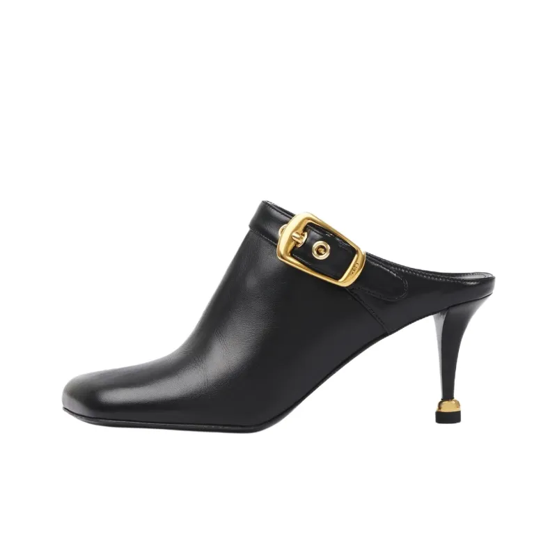 Chloe Closed Toe Slippers 7cm Women's Black-0