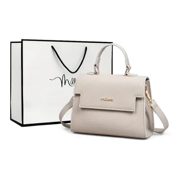 MILLIE'S Cow Leather Handbag Shoulder Bag Crossbody Bag Regular Women's Milkshake White/Smoke Gray