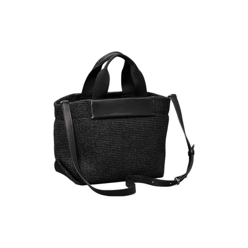 CALVIN KLEIN Raffia Tote One Shoulder Handbag Small Size Unisex Black-1
