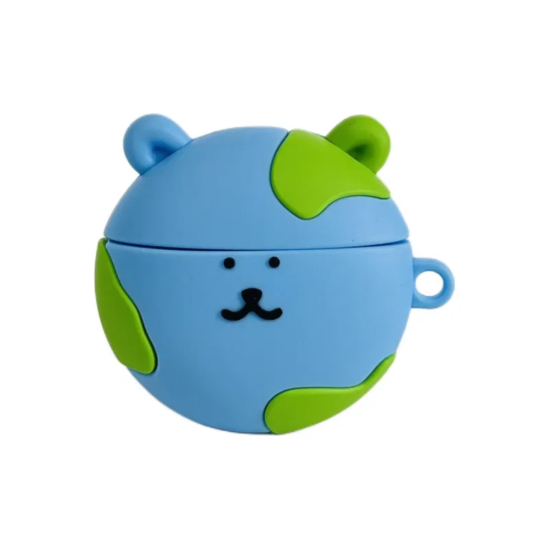 Sopi Compatibility Apple AirPods 4/2/3/4th Generation/AirPods Pro/Pro 2 Silicone Earth Bear Lanyard Headphone Cases-0