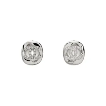 CHANEL Metal Clip On Earrings Unisex Silver