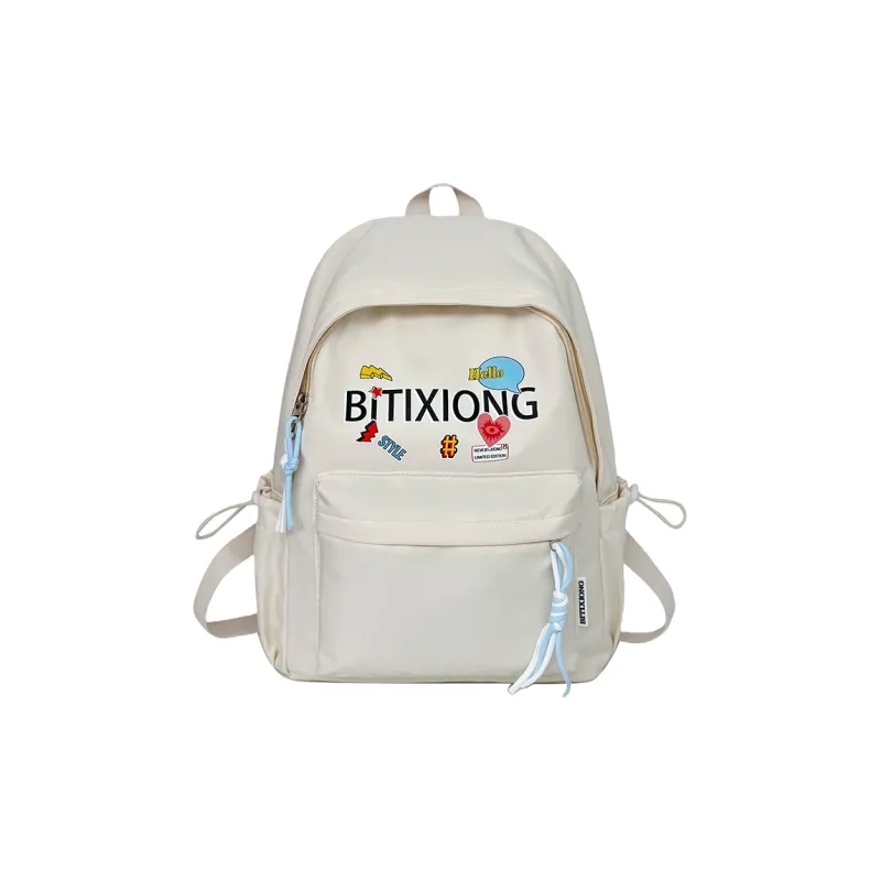 MOK Nylon Backpack Regular Women's White/Black/Yellow/Pink-0