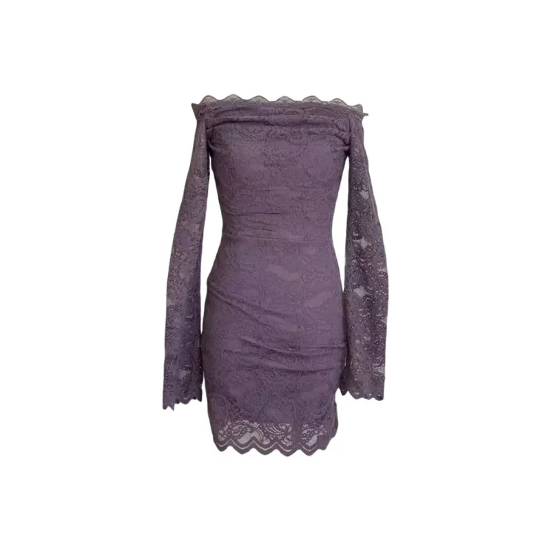 AFGGD Long Sleeved Dresses Women's Purple-1