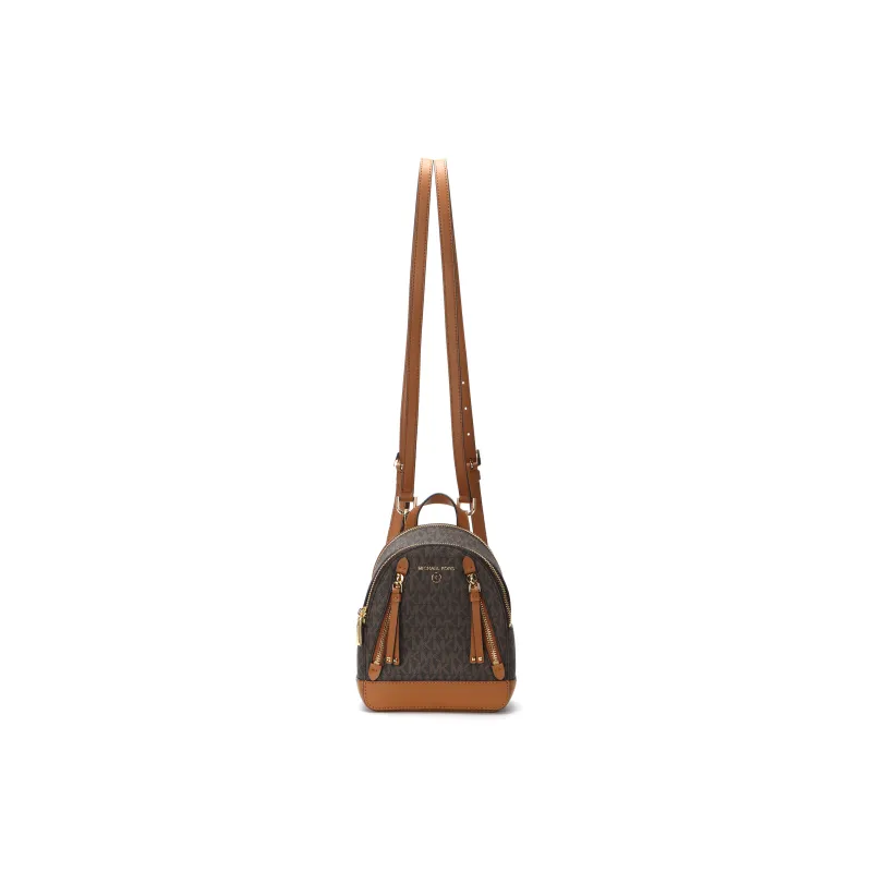 MICHAEL KORS MK Brooklyn Canvas Backpack Extra Small Women's Brown & Acorn-0