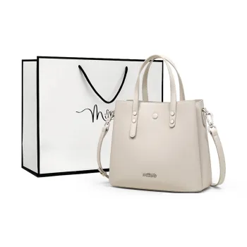 MILLIE'S Cow Leather Patchwork Synthetic Leather One Shoulder Handbags Regular Women's Gray White/Black