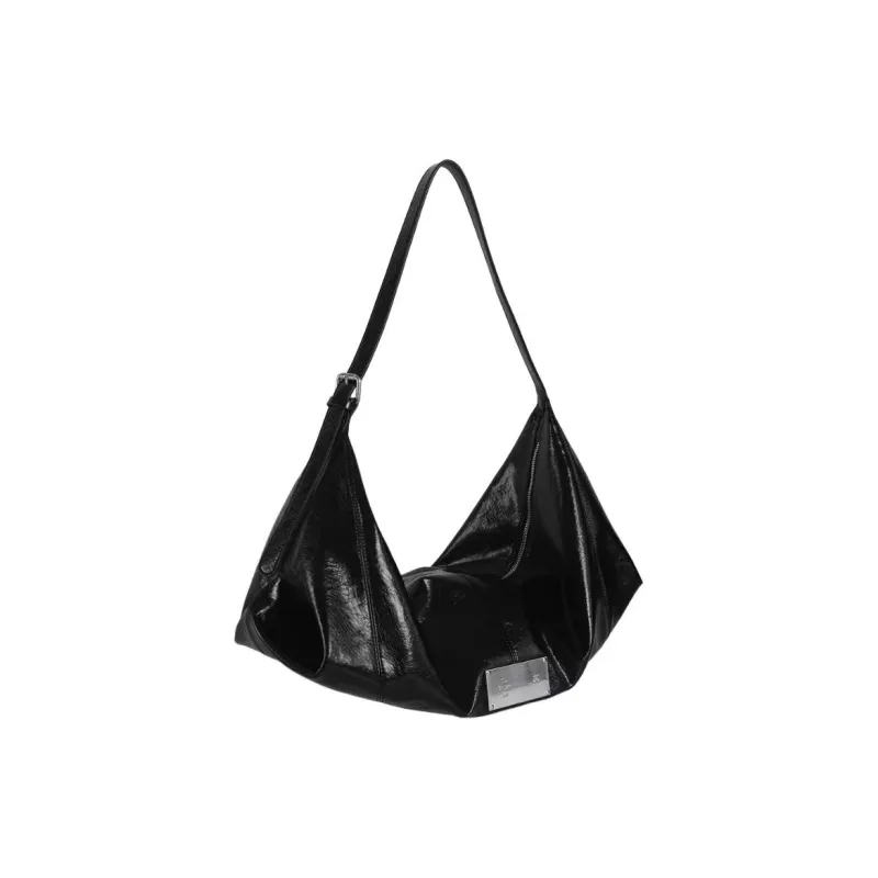 Kikawa Card Synthetic Leather Shoulder Bag Large Size Women's Black-1