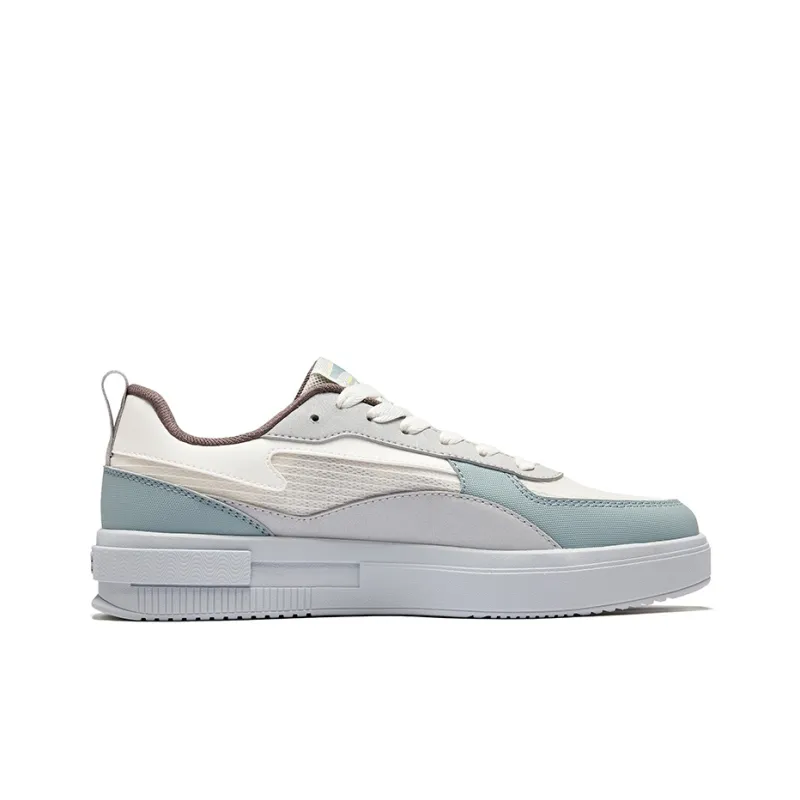 Erke Anti Slip Wear Resistant Low Top Skateboard Shoes Men's White Smoke Rain Blue-1