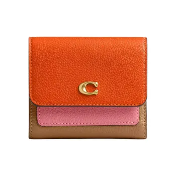COACH Mira Leather Wallet Trumpets Women's Brass & Honey Brown